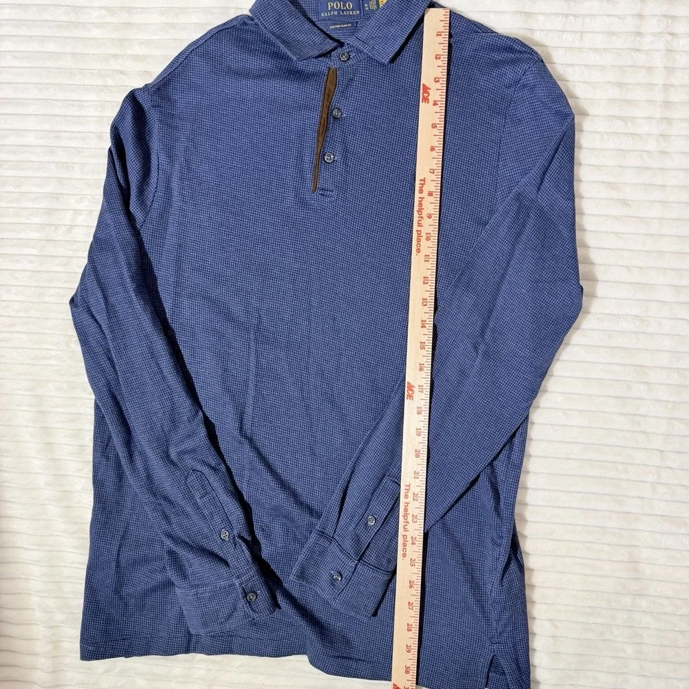 Polo Ralph Lauren Long Sleeve Custom Slim Fit Soft Touch Jersey Navy Polo Sz L